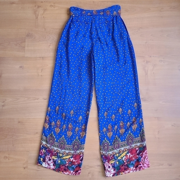 Anthropologie Ett:twa Bohemian Floral Hem Wide-leg Pants - Picture 4 of 16